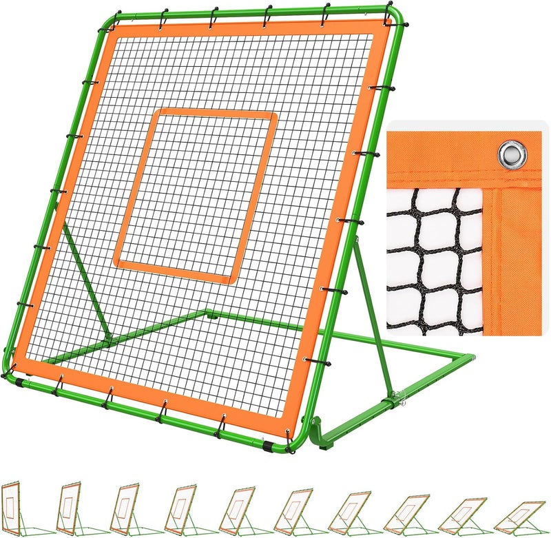 KingDolly 4x4.5FT Overlocked Seam Baseball Rebounder Net, Bounce Back Net with 10 Ball Return Angles, Reinforced Pitch Back Net for Fielding, Pitching Drills & Solo Practice, Multi-Sport Training - Image 1